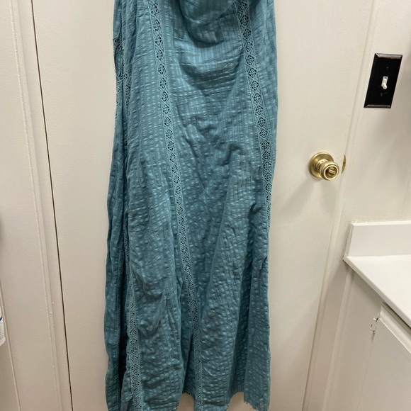 Free People Bella one shoulder Maxi dress teal full skirt - Picture 4 of 9